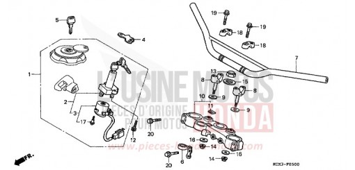 TUBO MANUBRIO/PONTE SUPERIORE XLR125RW di 1998